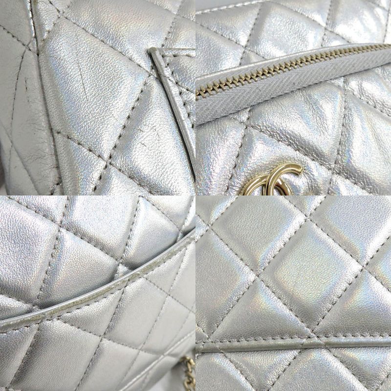 Chanel Chain Clutch Bag Iridescent Metallic Lambskin Silver - Ap4349
