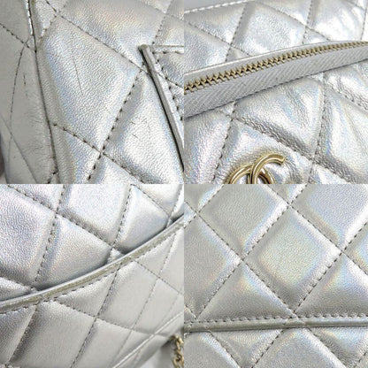 Chanel Chain Clutch Bag Iridescent Metallic Lambskin Silver - Ap4349
