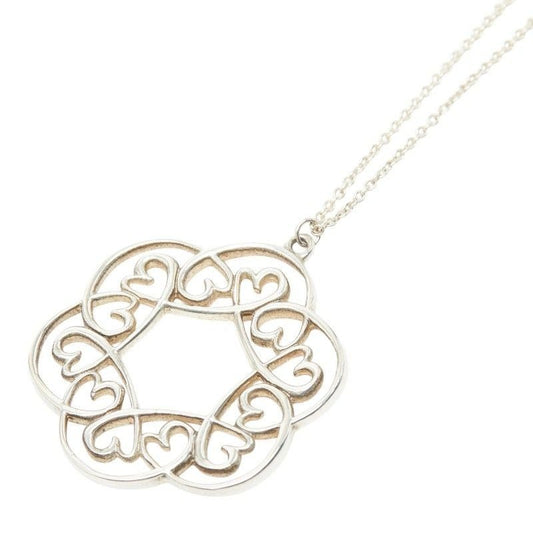 Tiffany & Co Loving Heart Swirl Chain Pendant Necklace Medallion Silver