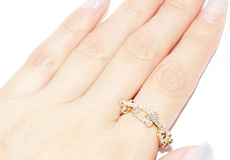 Tiffany & Co Ring 18K Yellow Gold Diamond 132ct Hardware Small Link Ring Full