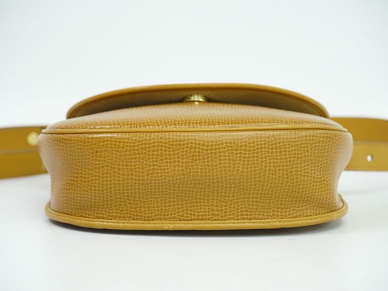 Authentic Christian DIOR Leather Shoulder Bag Pochette Brown Bag Pre-owned