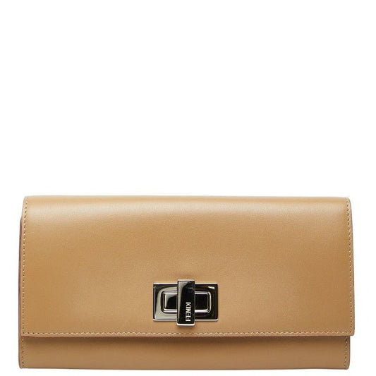 Fendi Peekaboo Wallet Brown Leather
