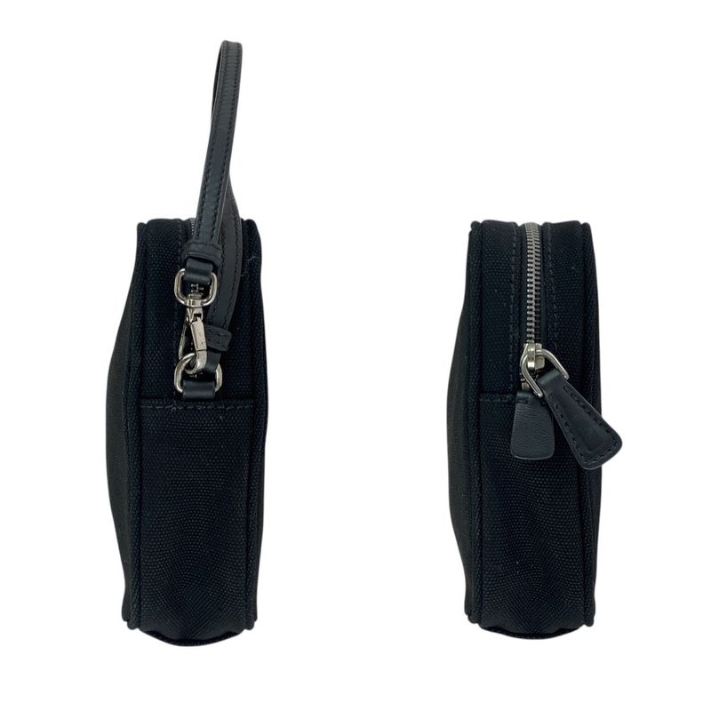 Prada Black Silver Hardware Canvas/leather Clutch Bag Pouch Unisex Men's 505062