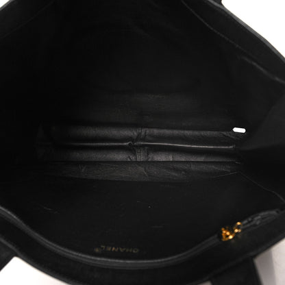 CHANEL Classic CC Caviar Logo Shoulder Tote Bag Black Leather Purse