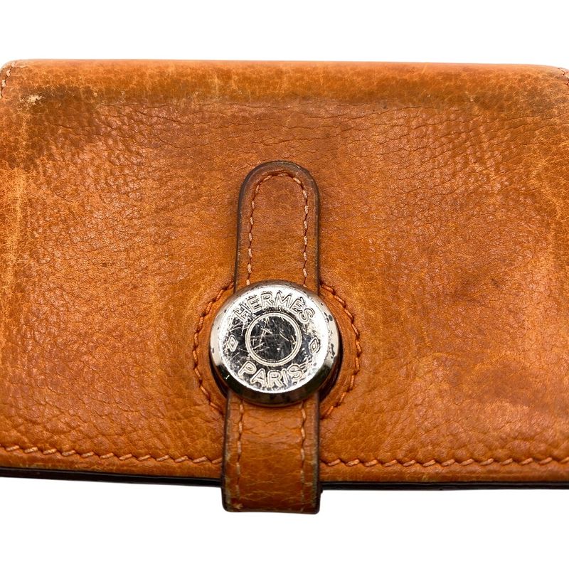 Hermes Dogon Card Case Wallet Brand Orange Unisex