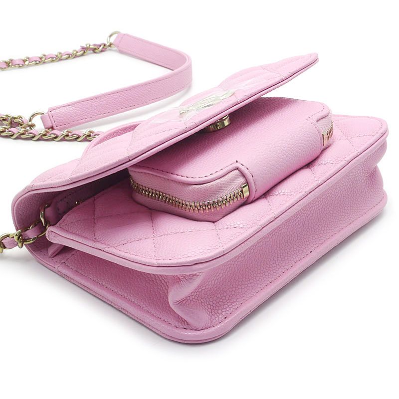 Chanel Affinity Matelasse Chain Wallet In Pink