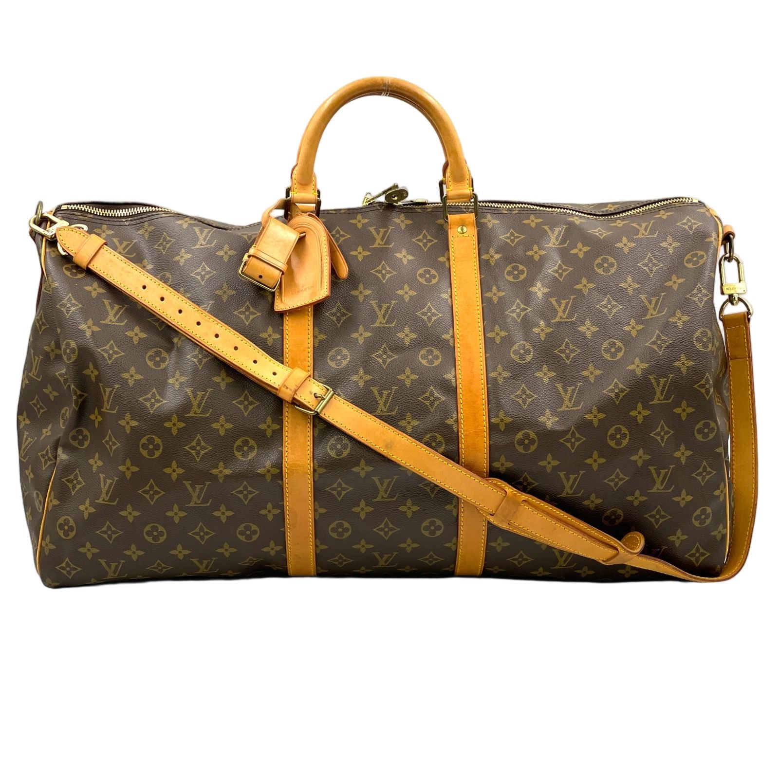 Louis Vuitton Keepall Bandouliere 60 Monogram Leather Brown Boston Bag Gold