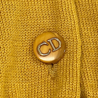 Dior CD Button Knit Cardigan Top M Yellow Wool — view 6