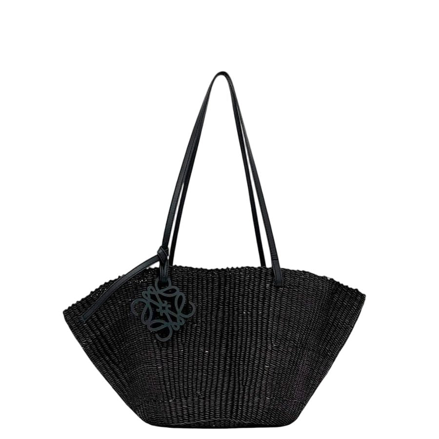 Loewe Basket Bag Shell Bag Black Anagram Raffia Elephant Glass