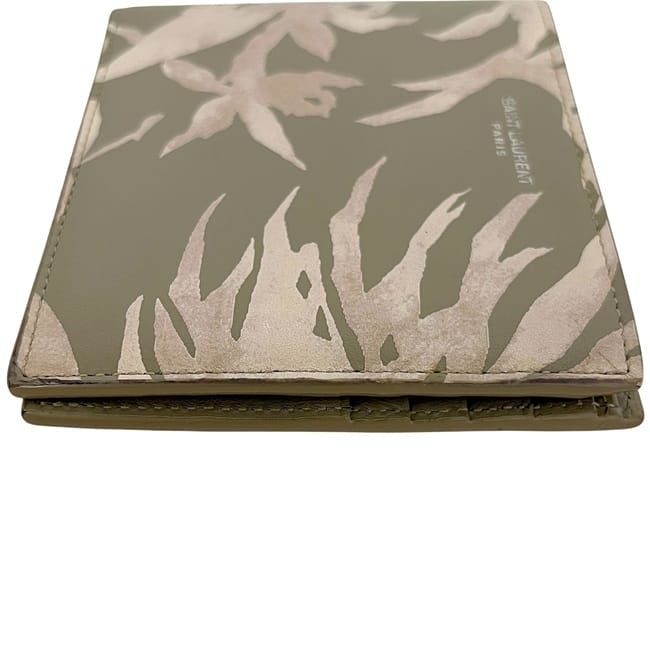 Saint Laurent Bifold Wallet Khaki Green Beige 396307 Billfold