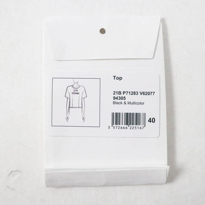 CHANEL 21B P71283 100% Cotton COCO Patch Short Sleeve T-shirt With Rhinestones