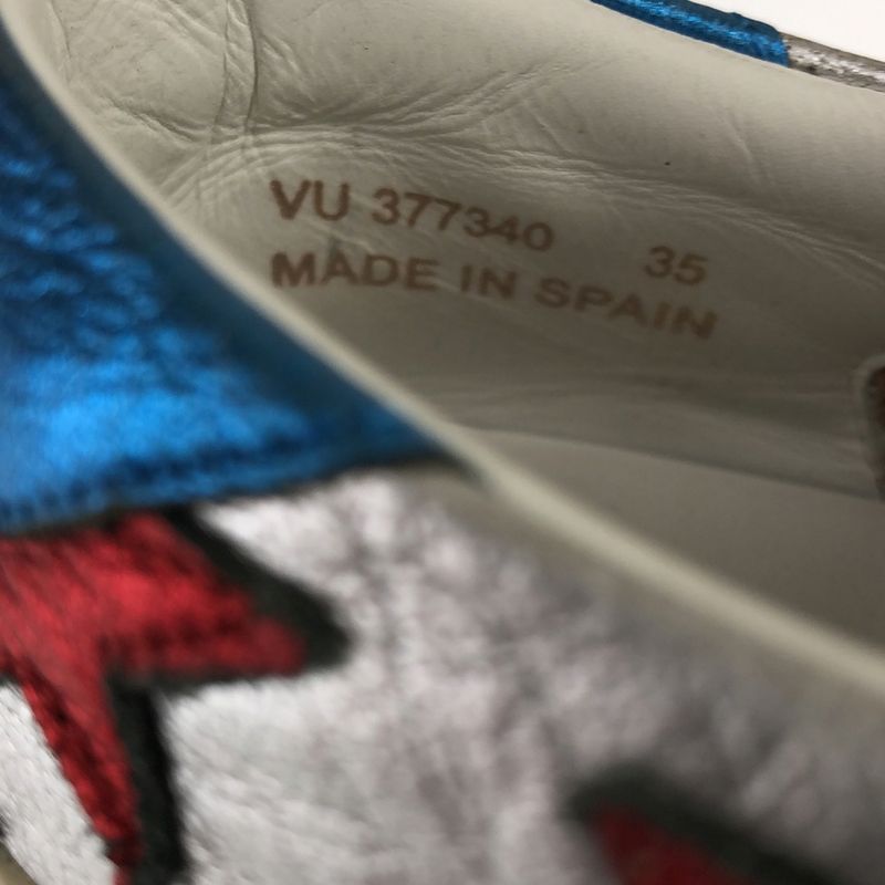 Saint Laurent Paris Star Patch Metallic Low Cut Sneakers Vu 377340 Silver 35