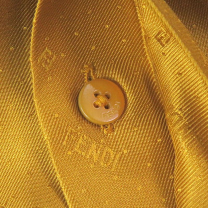 Fendi 2021 Fs0808 100% Silk Logo All Over Zucca Fly Front Long Sleeve Shirt