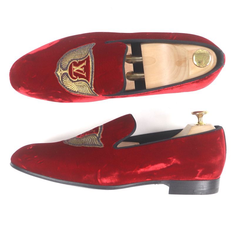 Louis Vuitton 21-22aw Autouille Line Velour LV Logo Embroidery Opera Shoes