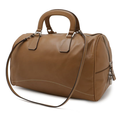 Prada Mini Boston Bag 2-Way Shoulder Leather Camel Light Brown Silver — view 2