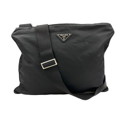 Prada New Nylon Black Shoulder Bag Silver