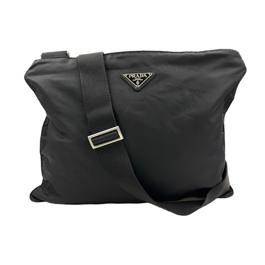 Prada New Nylon Black Shoulder Bag Silver