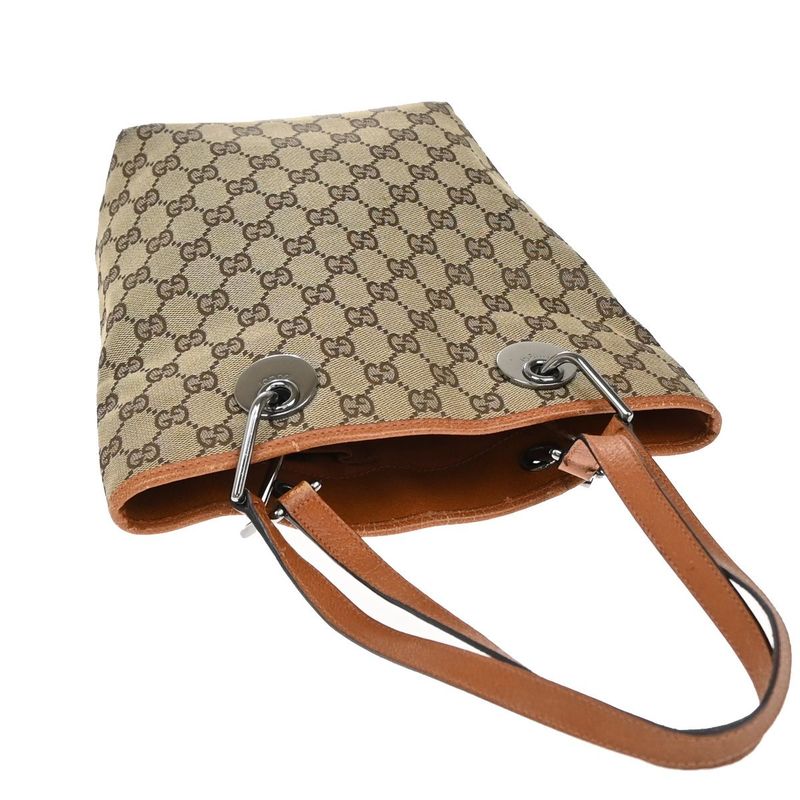 Gucci Shoulder Tote Bag Canvas Leather Brown 36ka917