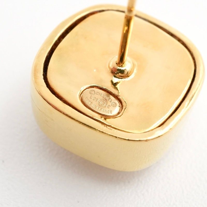 Chanel Earrings Earring Gold Coco Mark Square