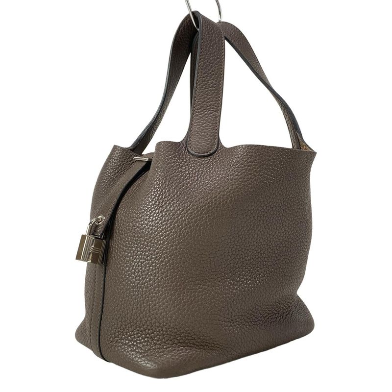 Hermes Handbag Picotin Lock PM Dark Brown Silver Hardware