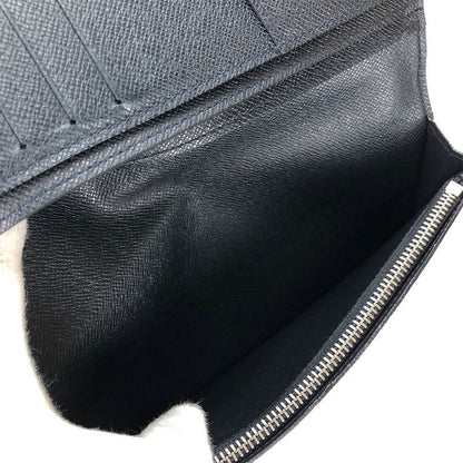 Louis Vuitton Long Wallet Portefeuille Brazza Taiga Dark Navy Silver Hardware