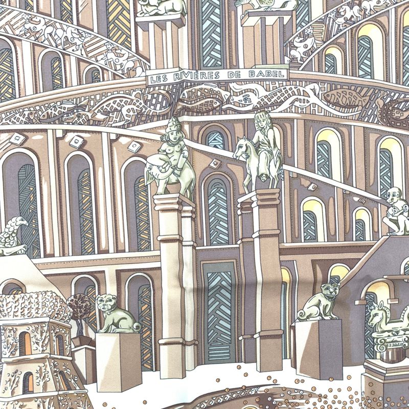 Hermes Carre 90 LES Rivieres DE Babel River Of Babel Pink Scarf 100% Silk