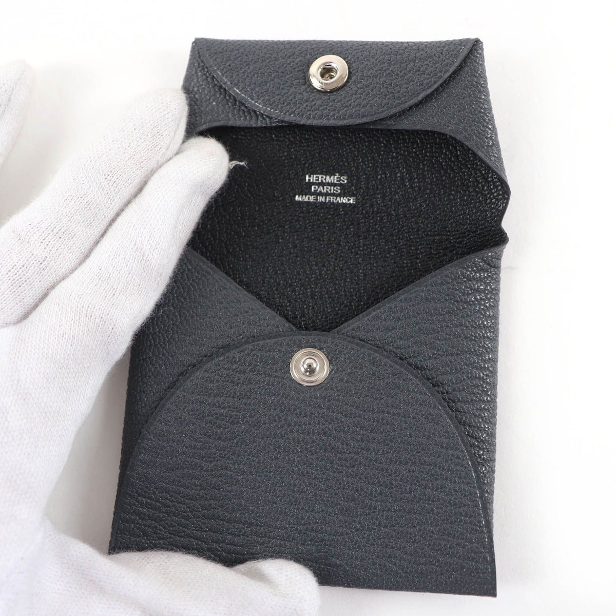 Hermes Bastia Verso Chevre Grimisty Noir Black Coin Case — view 6