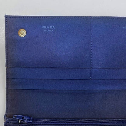 Prada Bifold Long Wallet Navy Blue Tessuto Wallet Nylon Preowned