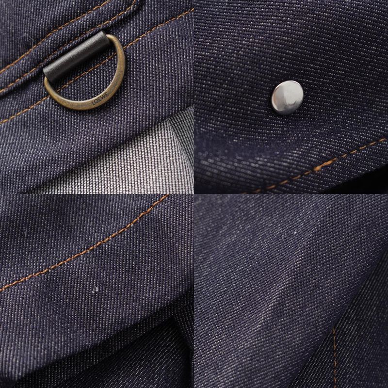 Loewe Denim Wool Calfskin Work Anagram Leather Patch Tailored Jacket Light