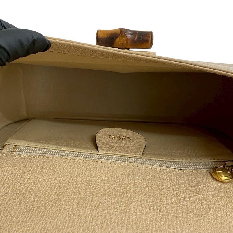 Gucci Vintage Bamboo Turnlock Leather Shoulder Bag