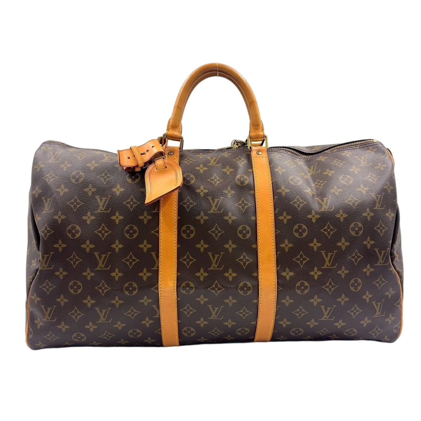 Louis Vuitton Keepall 55 Monogram Leather Brown Boston Bag Gold