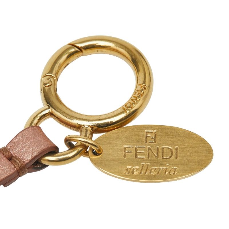 Fendi Pom Charm Bag Charm Key Holder Light Pink Fur Leather Women's Fendi