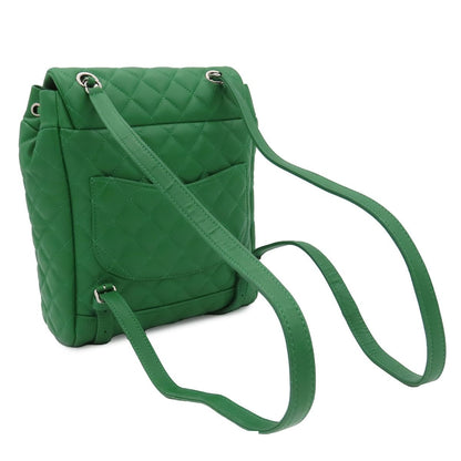 Chanel Chain Backpack Quilted Green Silver Lambskin — view 2