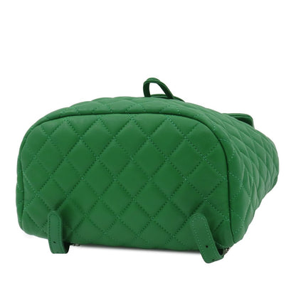 Chanel Chain Backpack Quilted Green Silver Lambskin — view 3