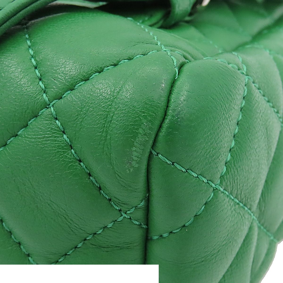 Chanel Chain Backpack Quilted Green Silver Lambskin — view 5