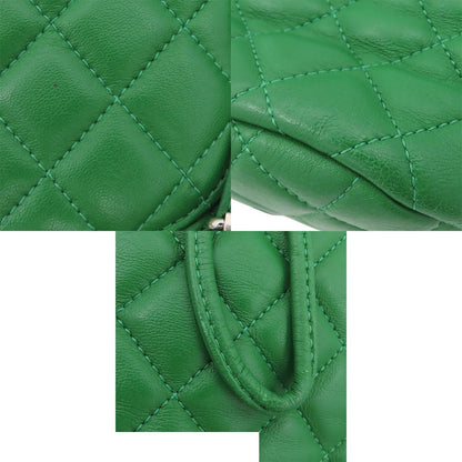 Chanel Chain Backpack Quilted Green Silver Lambskin — view 6