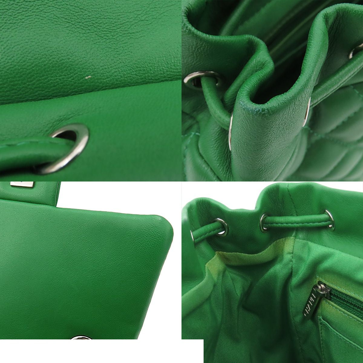 Chanel Chain Backpack Quilted Green Silver Lambskin — view 7
