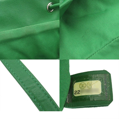 Chanel Chain Backpack Quilted Green Silver Lambskin — view 8