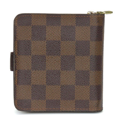 Louis Vuitton Bifold Wallet Compact Zip N61668 Damier Ebène Brown Gold Hardware