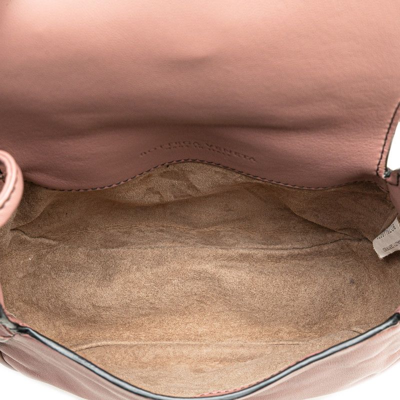 Bottega Veneta Intrecciato Crossbody Shoulder Bag Beige Pink Leather Women