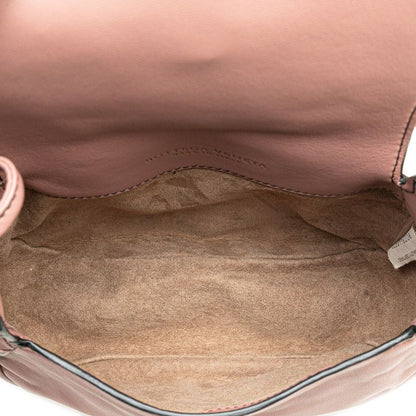 Bottega Veneta Intrecciato Crossbody Shoulder Bag Beige Pink Leather Women