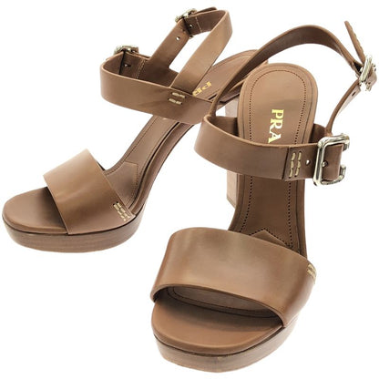 Prada Strap Leather Sandals Brown 37