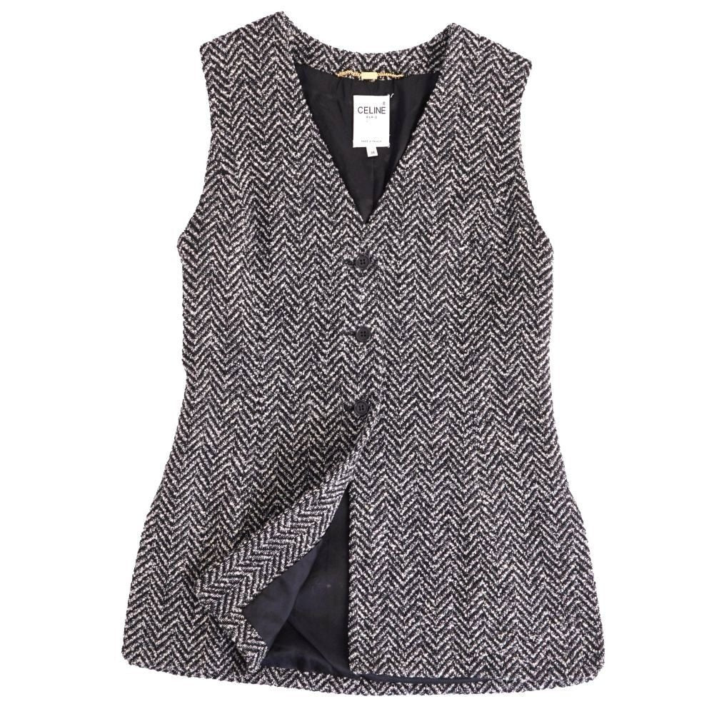 Celine Vintage Vest Gilet Wool Tweed