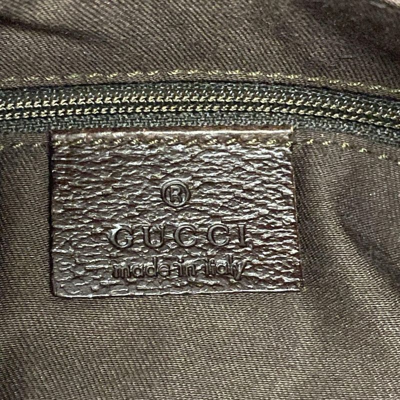 Gucci Shoulder Bag GG Pattern 115003 Beige And Dark Brown Leather