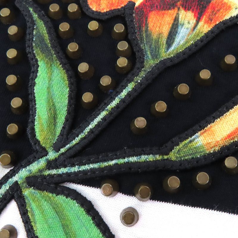 Gucci 422730 100% Cotton Mare Gothicum Flower Studded Striped Crew Neck Short