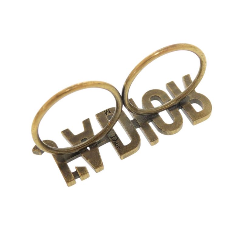 Christian Dior J'adior Double Finger Ring Metal Size M Gold Ring 1284 Christian