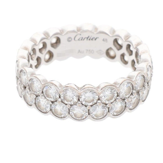 Cartier Broderie De Cartier 18K White Gold Diamond 2 Row Ring Ladies 48 8