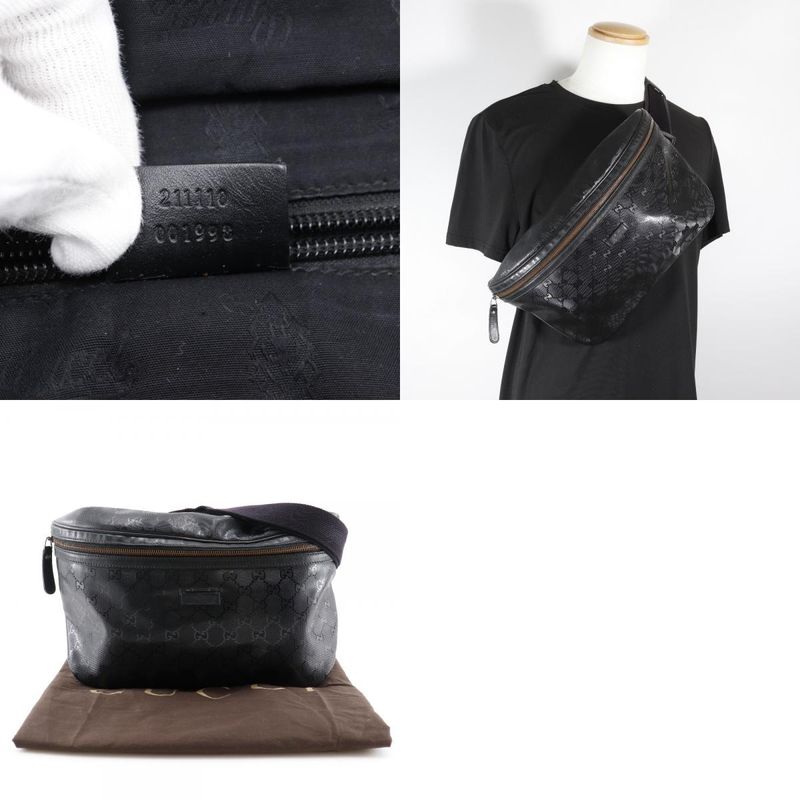 Gucci Belt Bag Medium GG Imprime Body Bag 211110 PVC Black Men's Waist Bag