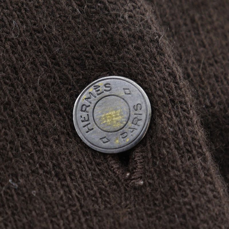 Hermes Serie Button Cashmere Brown Women's Cardigan
