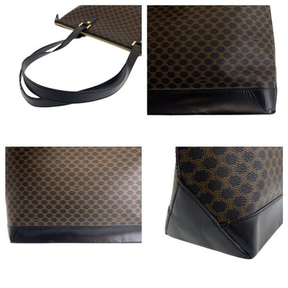 Celine Vintage Macadam Brown Gold Hardware PVC Tote Bag Shoulder Bag Women